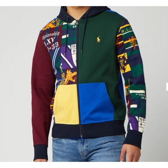 Polo Ralph Lauren Collegiate Patchwork colorblock hoodie size M NWOT